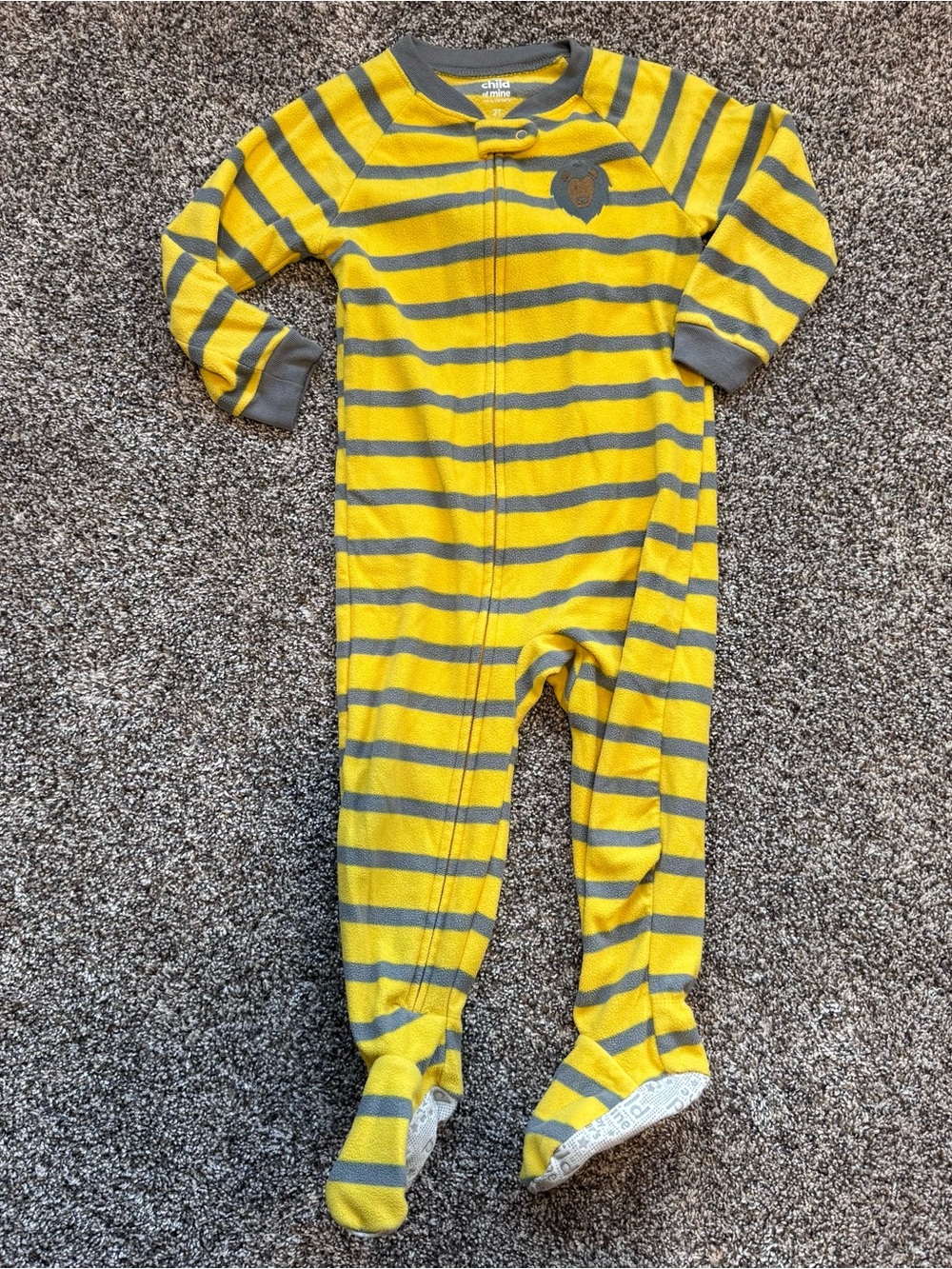 Carter's Yellow & Gray Striped Footed Pajamas